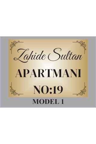 Apartman Isim Tabelası , Aliminyum Aynalı Metal Levha , 19x26cm