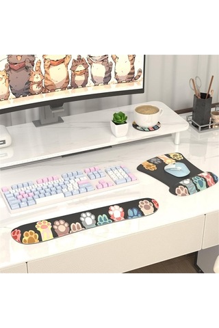 Ulzyvf Siyah Setleri Pad Mouse Klavye Destekli Desteği Bilek Arada 3'ü 1 Ac Siyah
