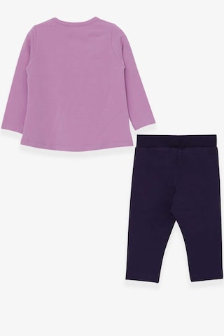 Breeze Kız Bebek Taytlı Takım Kedicik Baskılı 9 Ay-3 Yaş Eflatun