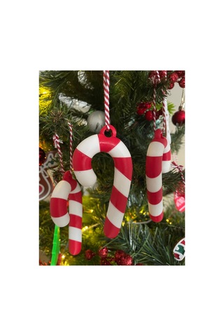 Yılbaşı Ağacı Süsü Şeker Kamışı 3 Lü Set 10 Cm Kırmızı Beyaz Noel Ağacı Süsü