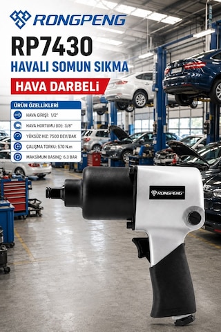 Hava Darbeli Somun Sıkma 570 Nm Tork Güç 6.3 Bar 7430 Germany Pro Seri Sanayi Tipi
