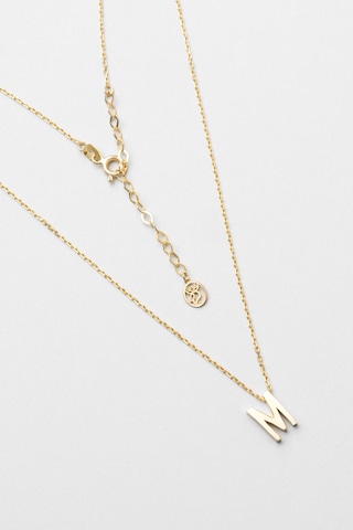 M Harfi 18 Ayar Sarı Altın Kaplama 45 Cm Gümüş Kolye Gold - Gümüş