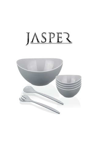 Jasper Açık Gri Çok Amaçlı Lüx 7 Parça Salata Servis Seti