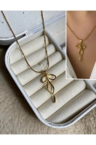 Stainless Steel Çelik Kolye Gold Kurdale 40 Cm+5 Cm