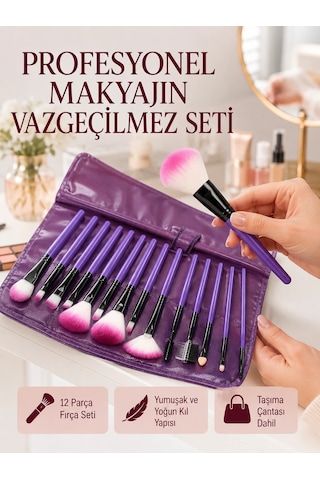 Doğal Görünüm Sağlayan Yumuşak Kıllı 12 Parça Makyaj Fırça Seti Günlük Ve Profesyonel Kullanıma Uygun 30534312