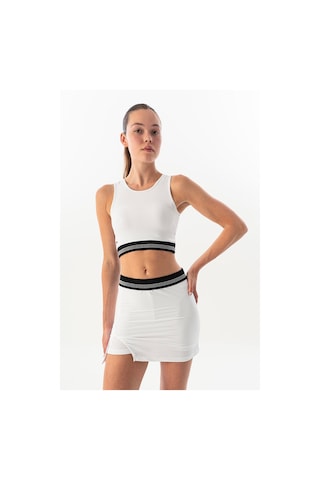 Maraton Slimfit Kadın Bisiklet Yaka Beyaz- Bra Beyaz-