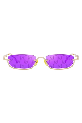 Gucci Gg 1278s 005 55 Kadın Dikdörtgen Gold Metal Güneş Gözlüğü Altın