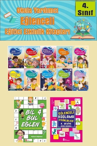 4.sınıflar İçin Okumayı Sevdiren 10 Lu Hikaye Seti -bil Bul Eğlen-kodlama 5 Okulda Evde Tatilde