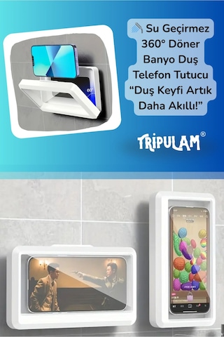Su Geçirmez 360 Döner Banyo Duş Telefon Tutucu Standı Dokunmatik Kullanılabilir Banyo Mutfak Kabı