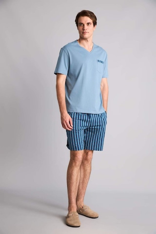 Defacto New Regular Fıt Kısa Kollu 2li Pijama Takım H8712ax26smbe485 Mavi-be485