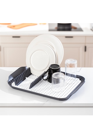 Porsima 1213 Bulaşık Sepeti Bulaşıklık Tezgah Üstü Kurutmalık Mat Siyah