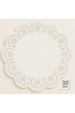 Dolphin Dantel Görünümlü Kağıt Tabak Altlığı - 38 Cm. - Beyaz Dantel Kağıt - 100 Adetlik Paket Beyaz