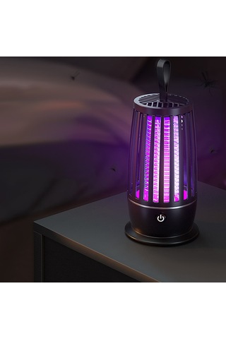 Aubyhe Usb Şarjlı Li-poly Bataryalı Led Akıllı Sinek Öldürücü, Işıklı Muhafaza Ve Gece Lambası 2'li 1, Siyah