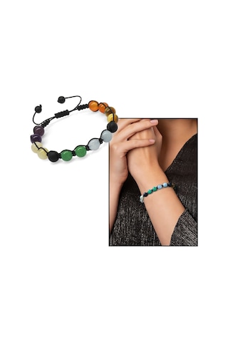 Tesbihane Makrome Örgülü Küre Kesim Çoklu Doğaltaş Kombinli Kadın Başarı Bi Çok Renkli