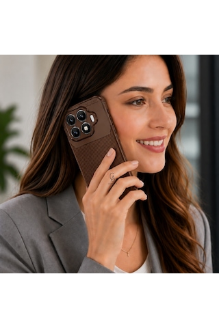 Xiaomi Mi 17t Uyumlu Kılıf Karbon Tasarım Kamera Korumalı Silikon Telefon Kılıfı Kapak Kahverengi