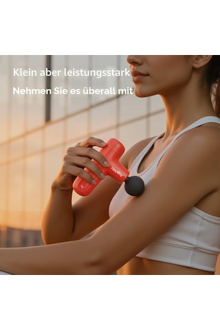 Heychy Mini Masaj Tabancası, Kas Gevşetme İçin 4 Ataşmanlı Ve 5 Seviyeli Elektrikli Fasya Masaj Aleti, Boyun, Sırt, Omuzlar, Bacaklar İçin, Erkekler Kadınlar İçin Hediye Kırmızı