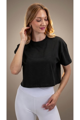 Heyy's Oversize Kadın Siyah Crop T - Shirt Siyah
