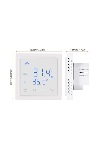 Tenfowee Beyaz Duvar Tipi Akıllı Sıcaklık Kontrol Cihazı - Ev Radyant Isıtma İçin Panel Termostatı, Yüksek Sıcaklık Korumalı Mh-1828