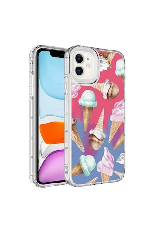 Apple Uyumlu iPhone 11 Kamera Korumalı Renkli Desenli Sert Silikon Zore Korn Kapak