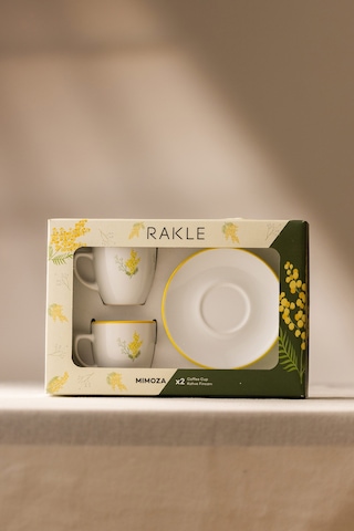 Rakle Mimoza Seramik 2'li Kahve Fincan Takımı 110 Cc Renkli