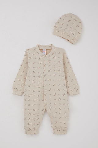 Breeze Erkek Bebek Tulum Desenli 0-6 Ay, Bej Bej