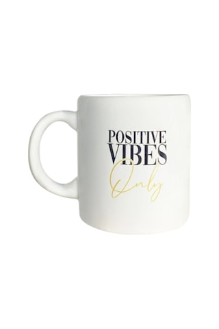 Positive Vibes Only Temalı Seramik Kupa Beyaz