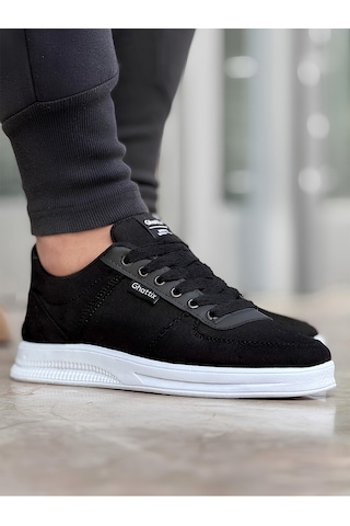 Ghattix Erkek Keten Günlük Sneaker Ayakkabı Siyah Siyah
