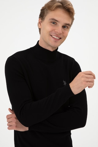 U.S. Polo Assn. Erkek Slim Fit Boğazlı Siyah Basic Kazak 50313712-VR046