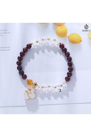 Basit Ve Şık Şanslı Yonca Gül Kristal Bilezik 6mm Boncuklar Mor