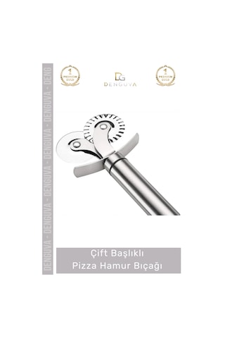 Pizzabıçağı Profesyonel Paslanmaz Çelik Keskin Mutfak Gereci Çift Başlıklı Pizza Hamur Bıçağı - 1 A Çok Renkli
