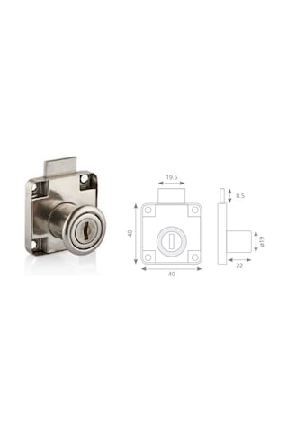 Canex Kare Çekmece Kilidi Nikel 22 Mm Mobilya