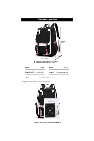 Karikatür Labubu Labubu Çocuk Okul Çantası Sırt Çantası Erkek Ve Kız Çocukları İçin Üç Parçalı Set Siyah Pembe 01