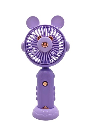 Şarj Edilebilir Fanlı Ayıcık Figürlü Ayarlanabilir El Fanı Vantilatör - Mor