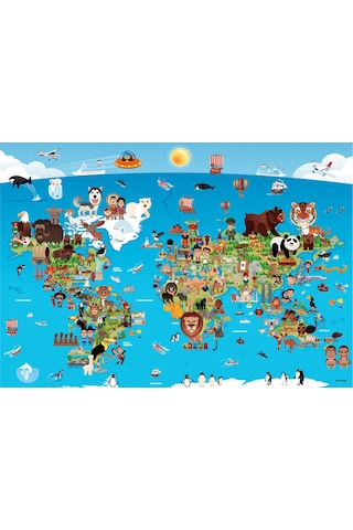 Anatolian 260 Parça xl Puzzle - Karikatür Dünya Haritası 3338