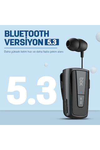 Bix Soundcraft TW7 Makaralı Çekilebilir Klipsli Bt 5.3 Kulaklık