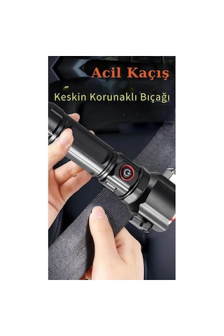 Gold Silver Gs-3400 Tg Ledli Usb Şarj İle Çok Fonksiyonlu Fener Siyah