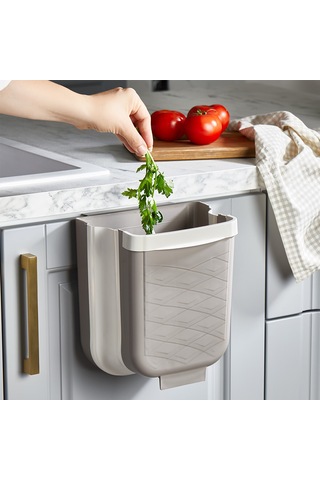 Qlux L-00869-3 Katlanabilir Mutfak Çöp Kovası 6 Lt - Bej Çok Renkli