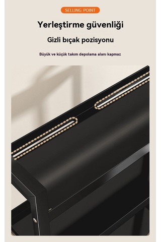 Lyon Gelişim Mutfak Baharat Raf Yağuz Sirke Biberlik Düzenleyici 30cm Siyah