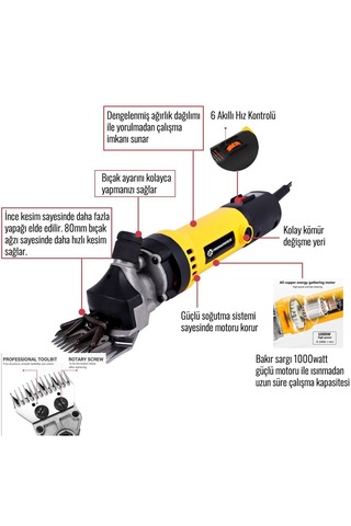 Prohummer Ph017 Koyun Keçi Kırkma Makinesi Sarı