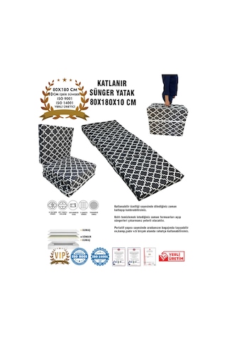 Katlanır Yer Yatağı Ve Tek Kişilik Sünger Katlanır Minder Yatak 80x180x10 Cm-karaçatı