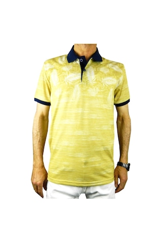 Çizgi Triko Erkek Polo Yaka Palmiye Tshirt 3514