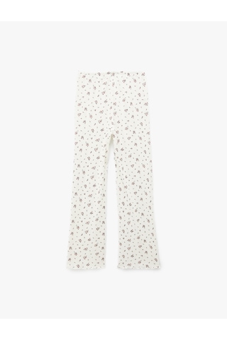 Koton Beli Lastikli Slim Fit Çiçek Desenli Pijama Altı Ekru Desenli 6slk40070mk Ekru Desenli