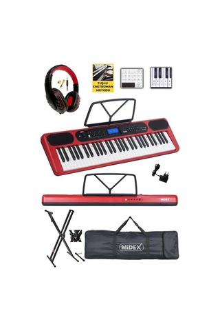 Midex Ps-5200rd-hs Pro Org 61 Led Işıklı Tuş Hassasiyetli Bluetooth Midi Kulaklık Stand