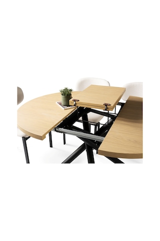 Truva Gala Yuvarlak Açılır Mdf Mutfak Masa Sandalye Takımı 104cm Meşe