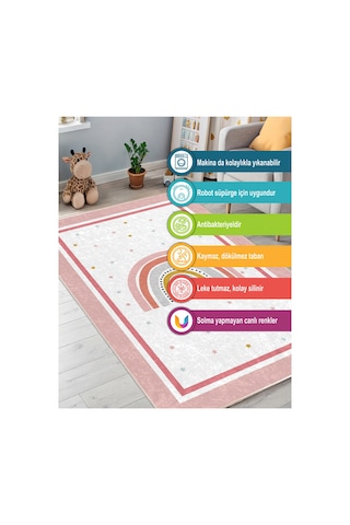 Dijital Baskılı Pamuk Tabanlı Çocuk Halısı Kaymaz, Yumuşak, Makinede Yıkanabilir Çok Renkli 795159711 Çok Renkli