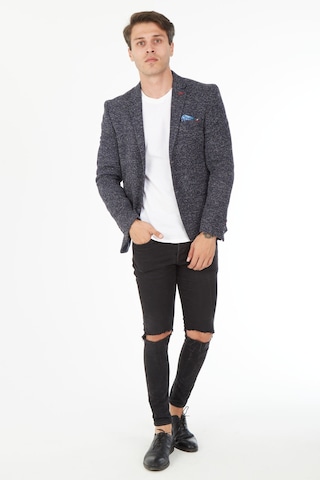 Sposo 5113 Dar Kalıp Karyağdı Desen Lacivert Erkek Blazer Ceket Lacivert
