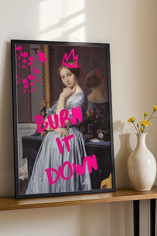 Louis De Broglie Çerçeveli Tablo Burn It Down Kadın Girişimciler İçin Motivasyon Hediyesi Altered Art