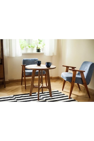 Woodesk Breva, Ahşap Orta Sehpa, Coffee Table, 60x60 Ceviz Renk