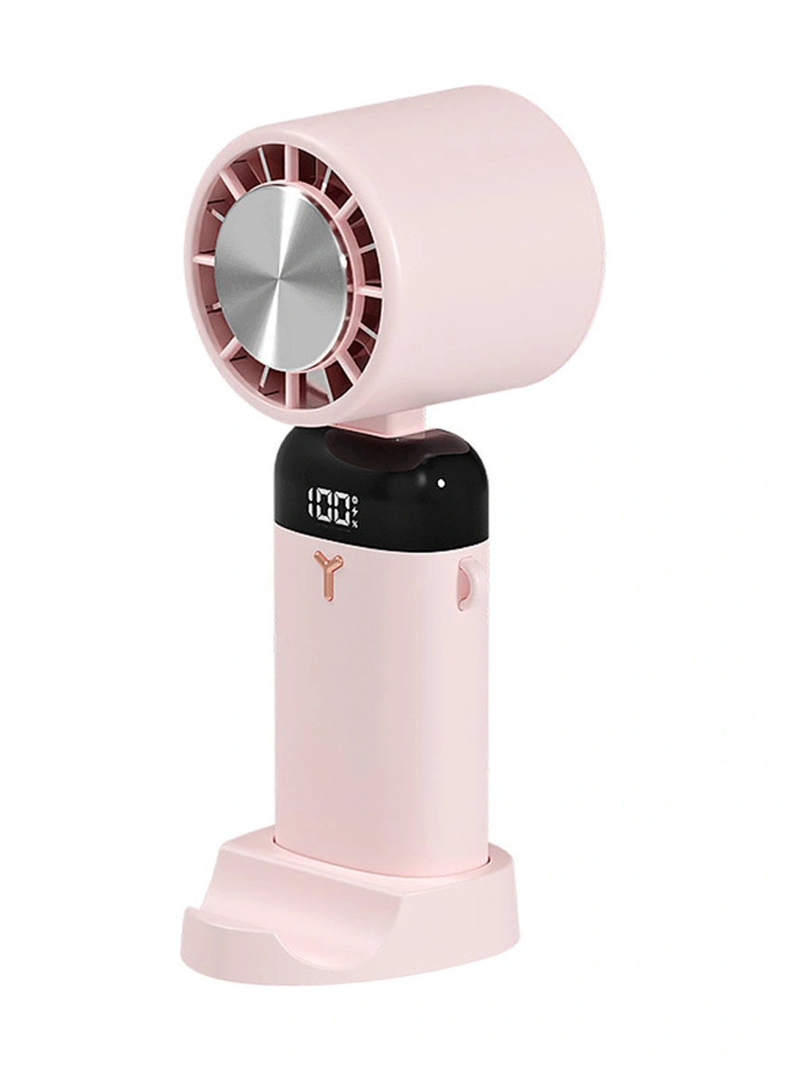 Lemestar Mini Sıcaklık Azaltıcı El Fanı - 3 Hızlı, Usb Şarjlı, Cep Telefonu Standı, Sessiz Motor, Dijital Göstergeli, Pembe 3600mah Batarya Pembe