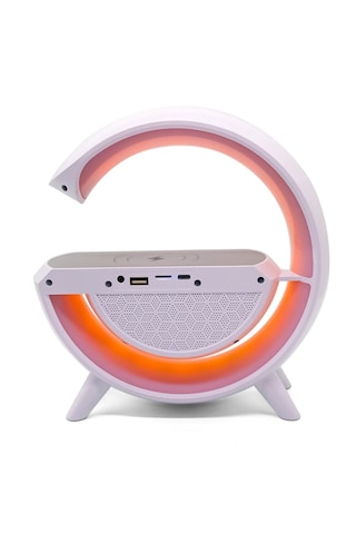 Bt2301 Kablosuz Şarj Özellikli Led Işıklı Bluetooth Hoparlör Ve Masa Lambası